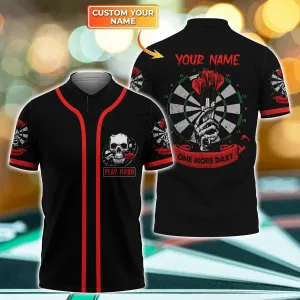 3D All Over Print One More Dart Polo Shirt, Custom Name Skull Play Hart, Dart Team Shirt