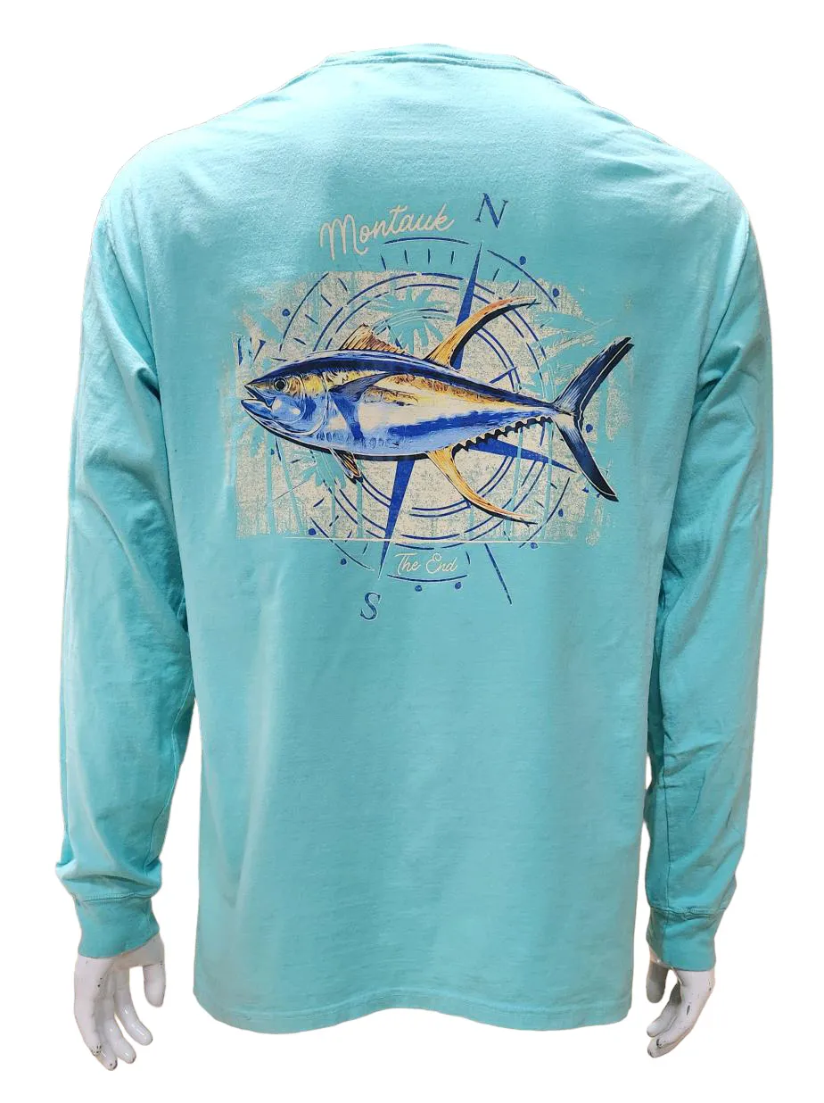 Adult Unisex Wild West Tuna and Compass Screen Printed Long Sleeve T-Shirt