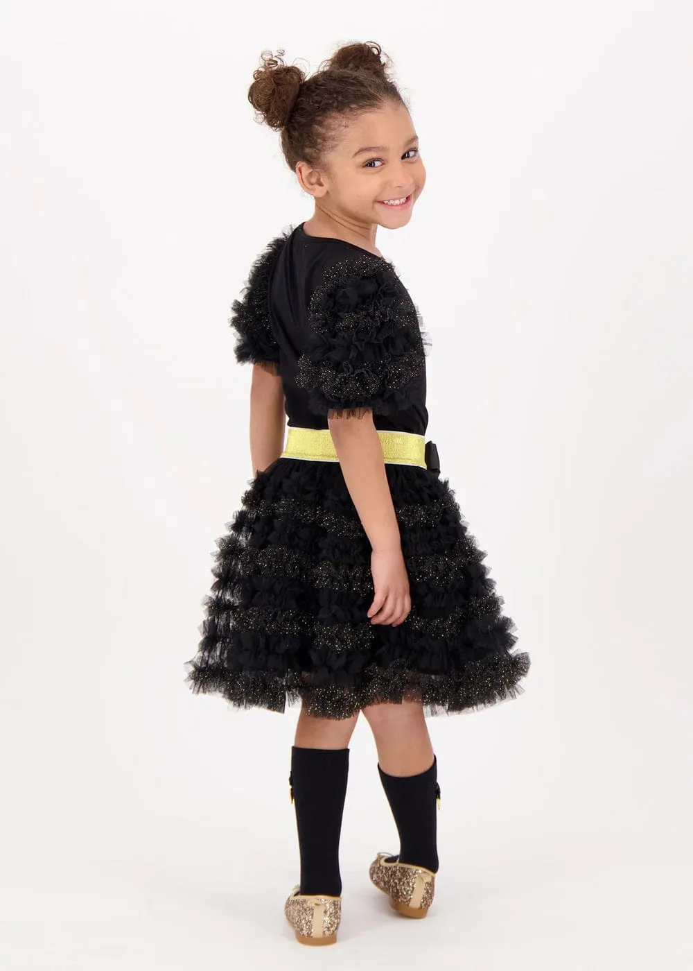 Angels Face Girls Ballroom Ruffle Skirt in Black