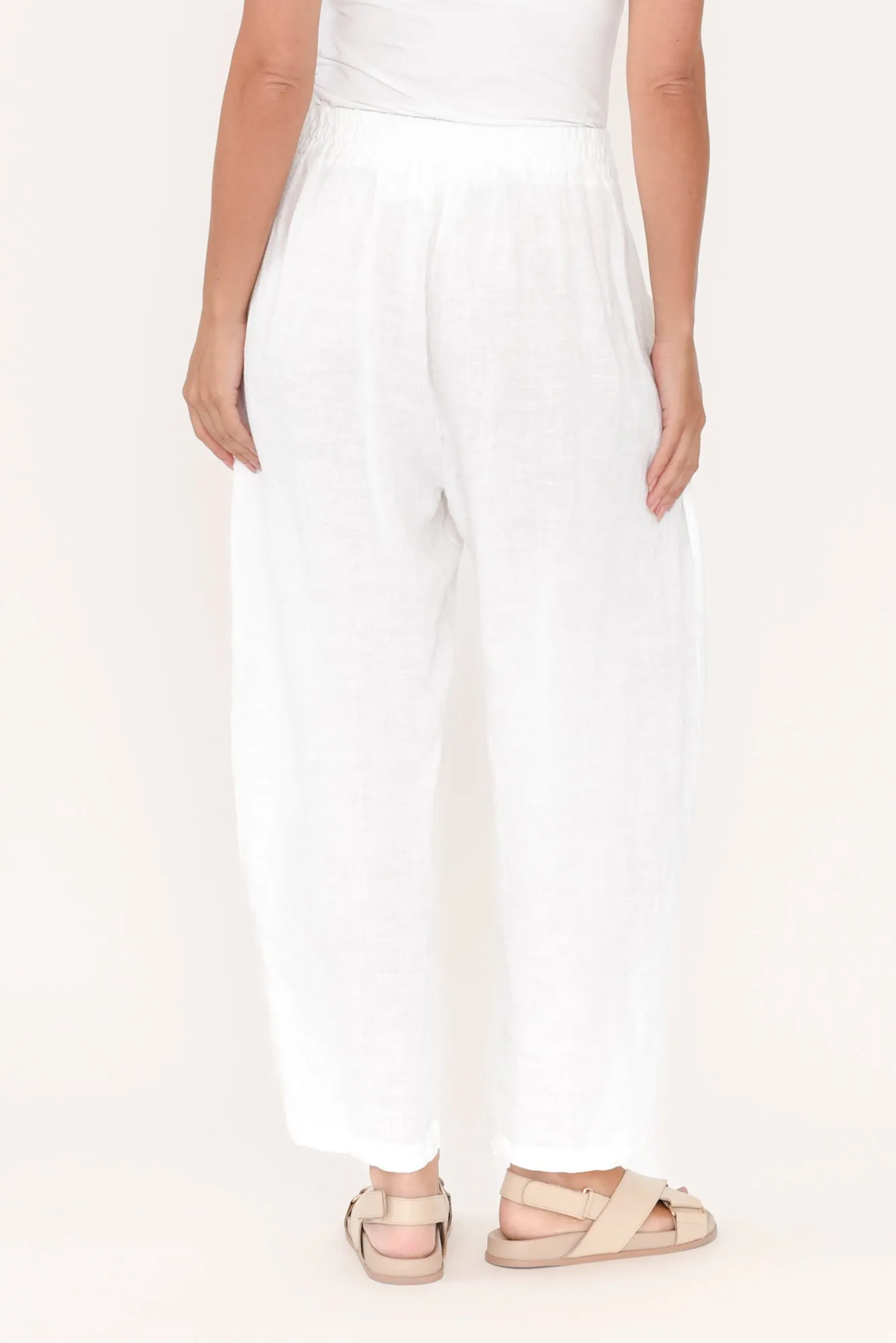 Ataya White Linen Pants