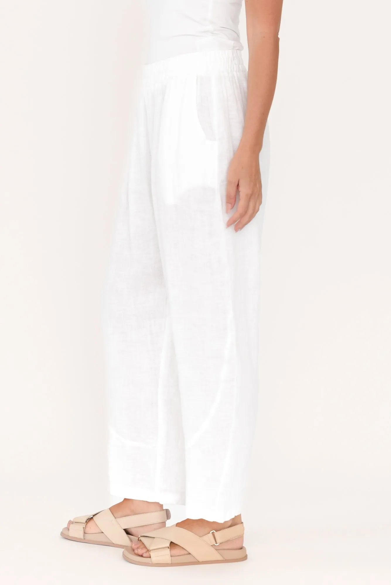 Ataya White Linen Pants