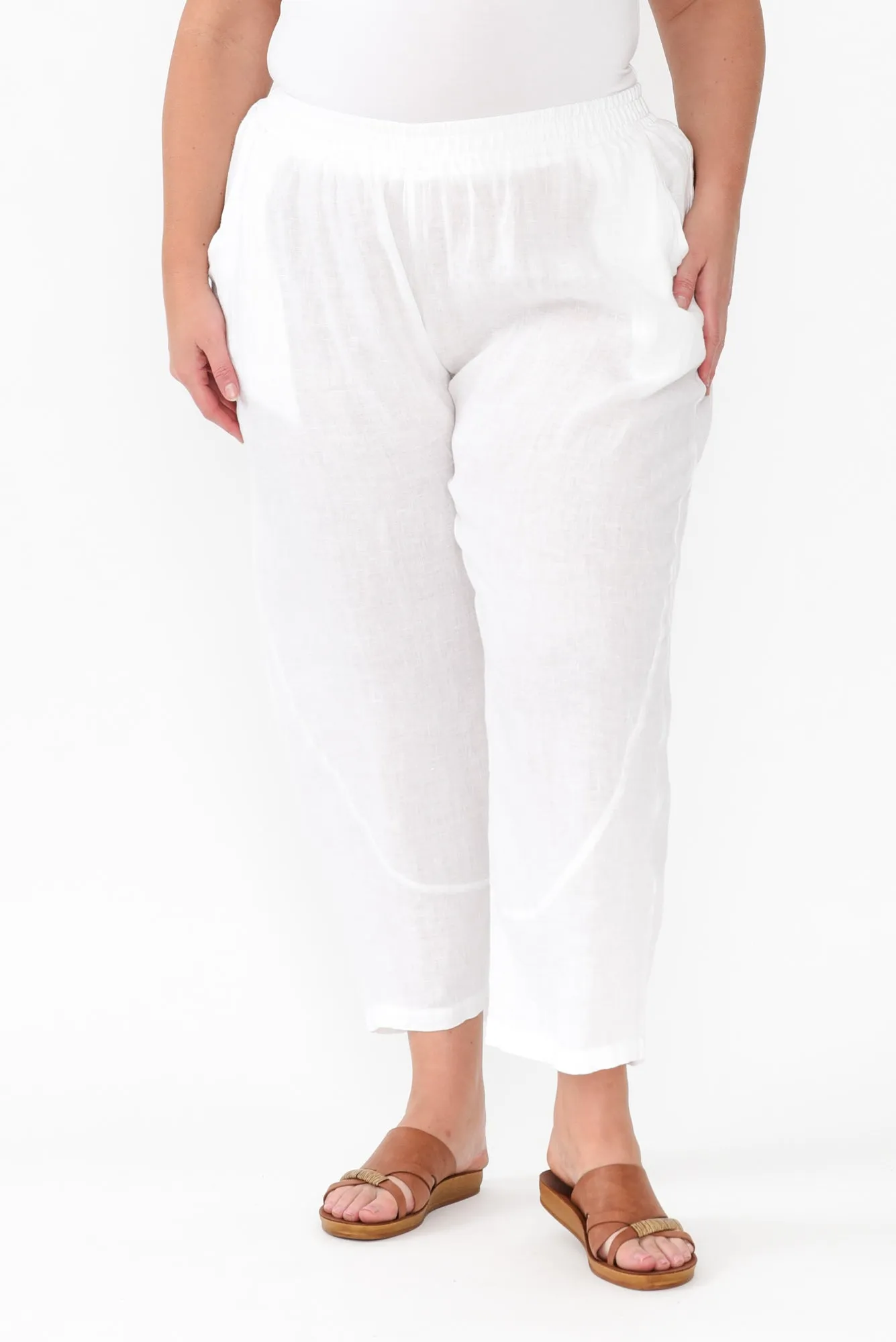 Ataya White Linen Pants