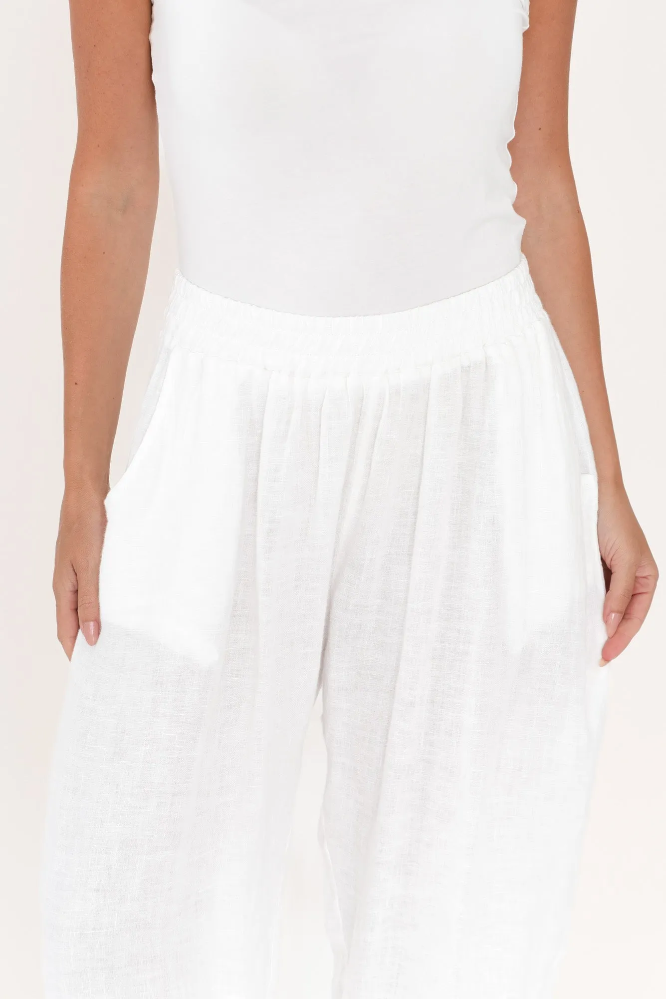 Ataya White Linen Pants