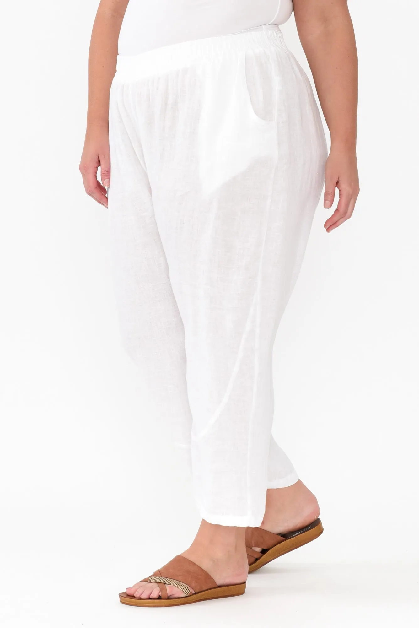 Ataya White Linen Pants