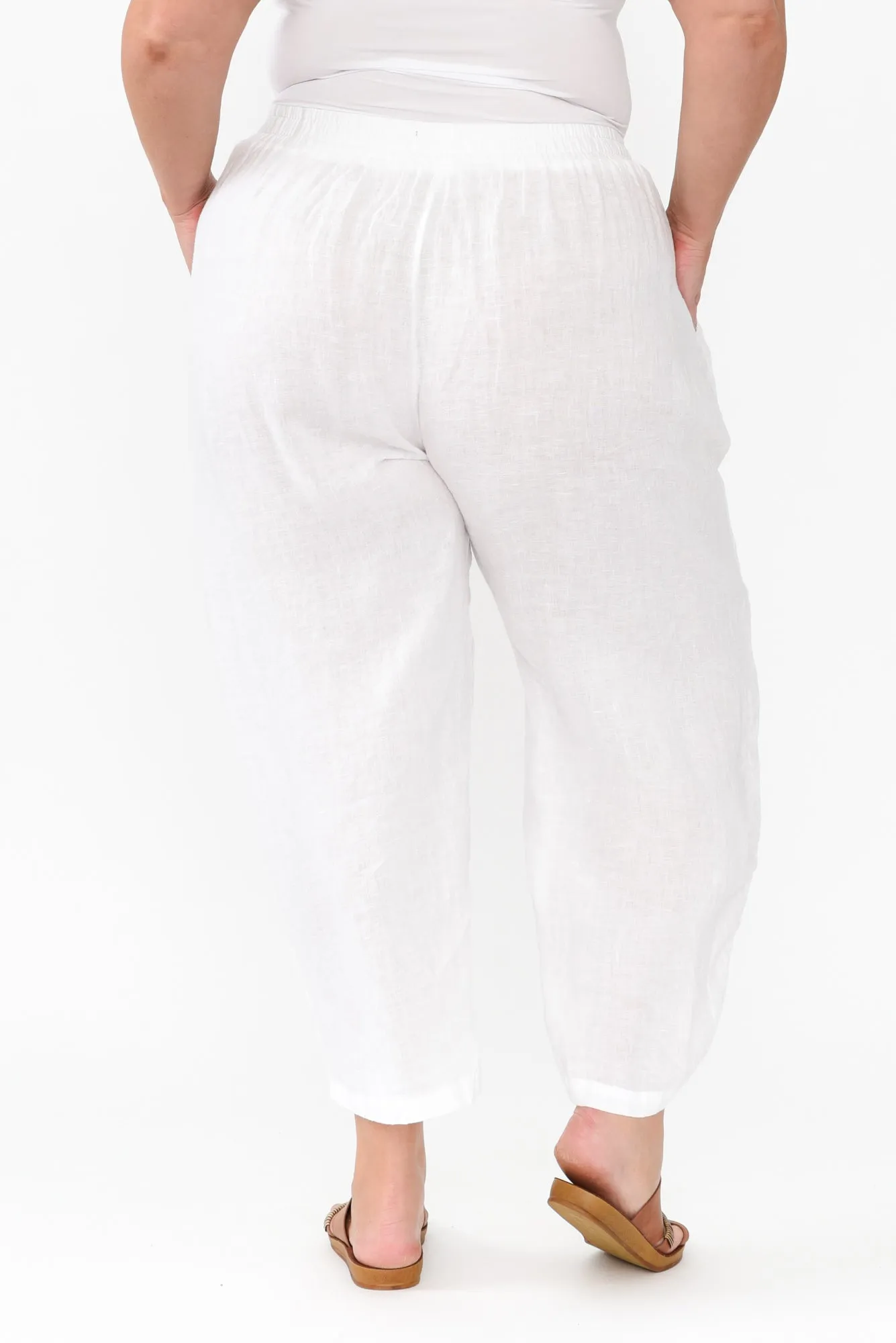 Ataya White Linen Pants