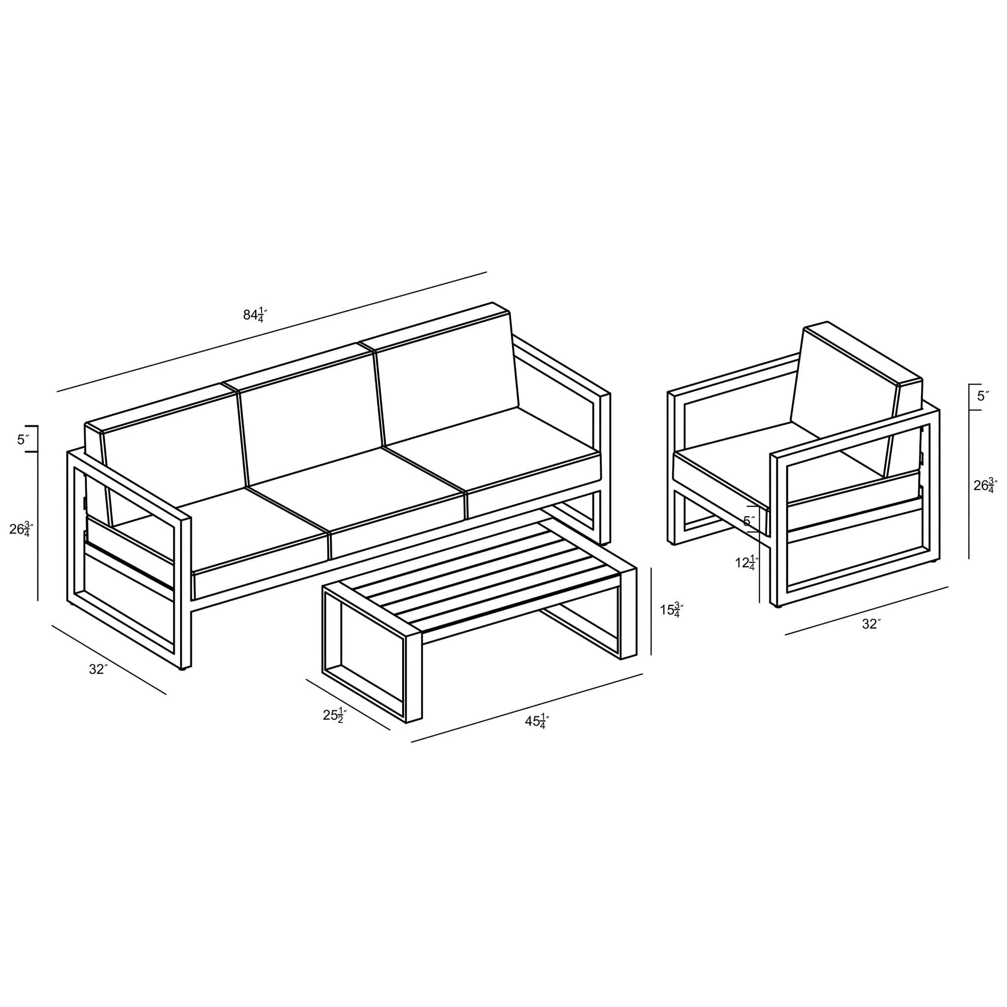 Avion 3 Piece Sofa Set