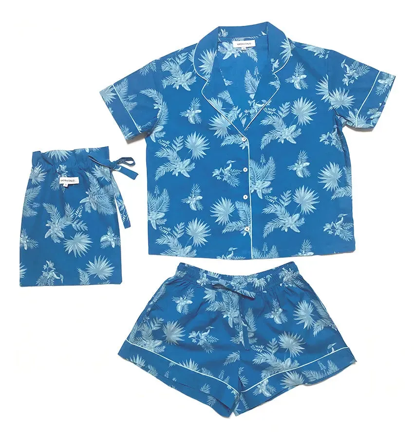 Blue Ipanema Print Short Sleeve Pyjamas