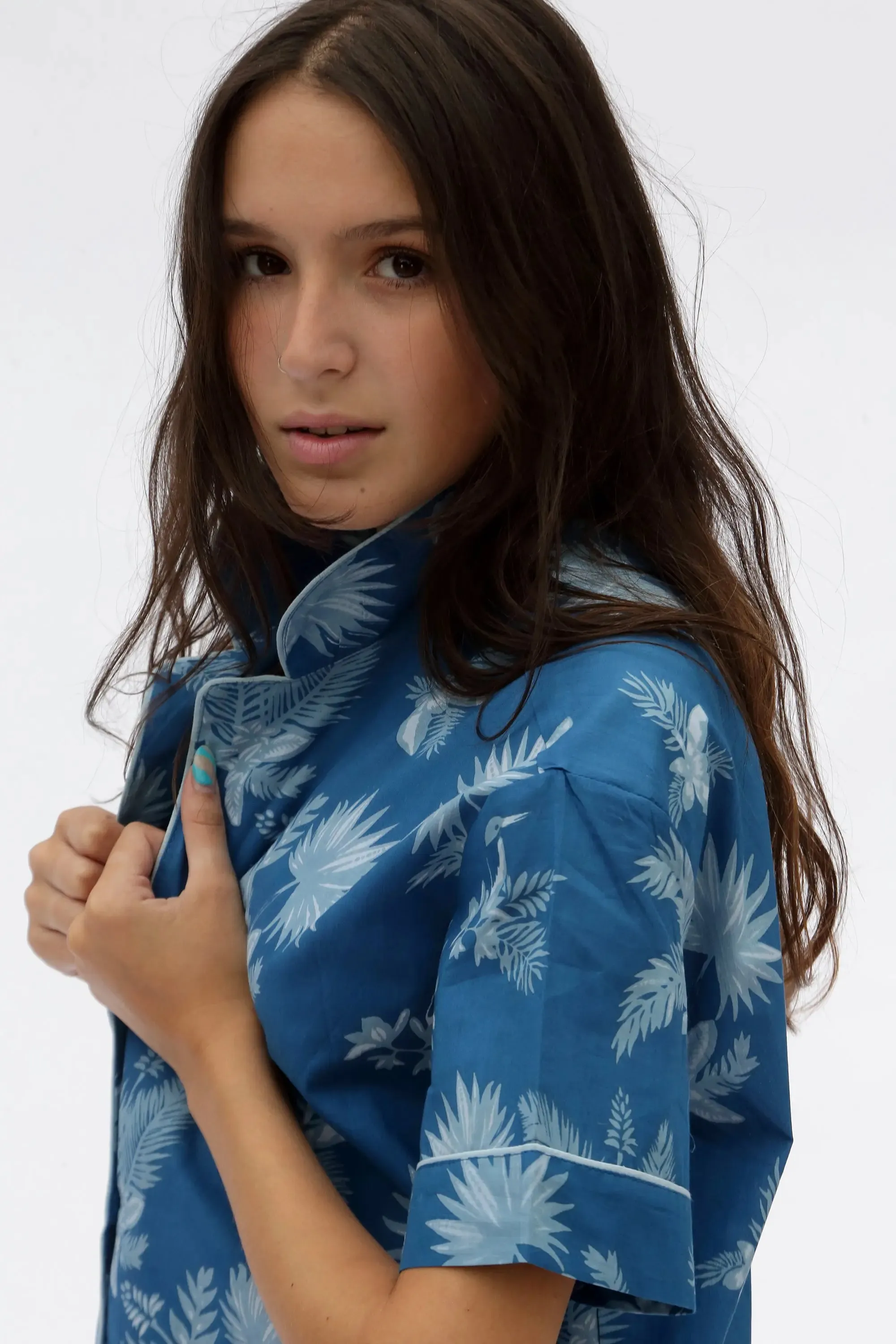 Blue Ipanema Print Short Sleeve Pyjamas