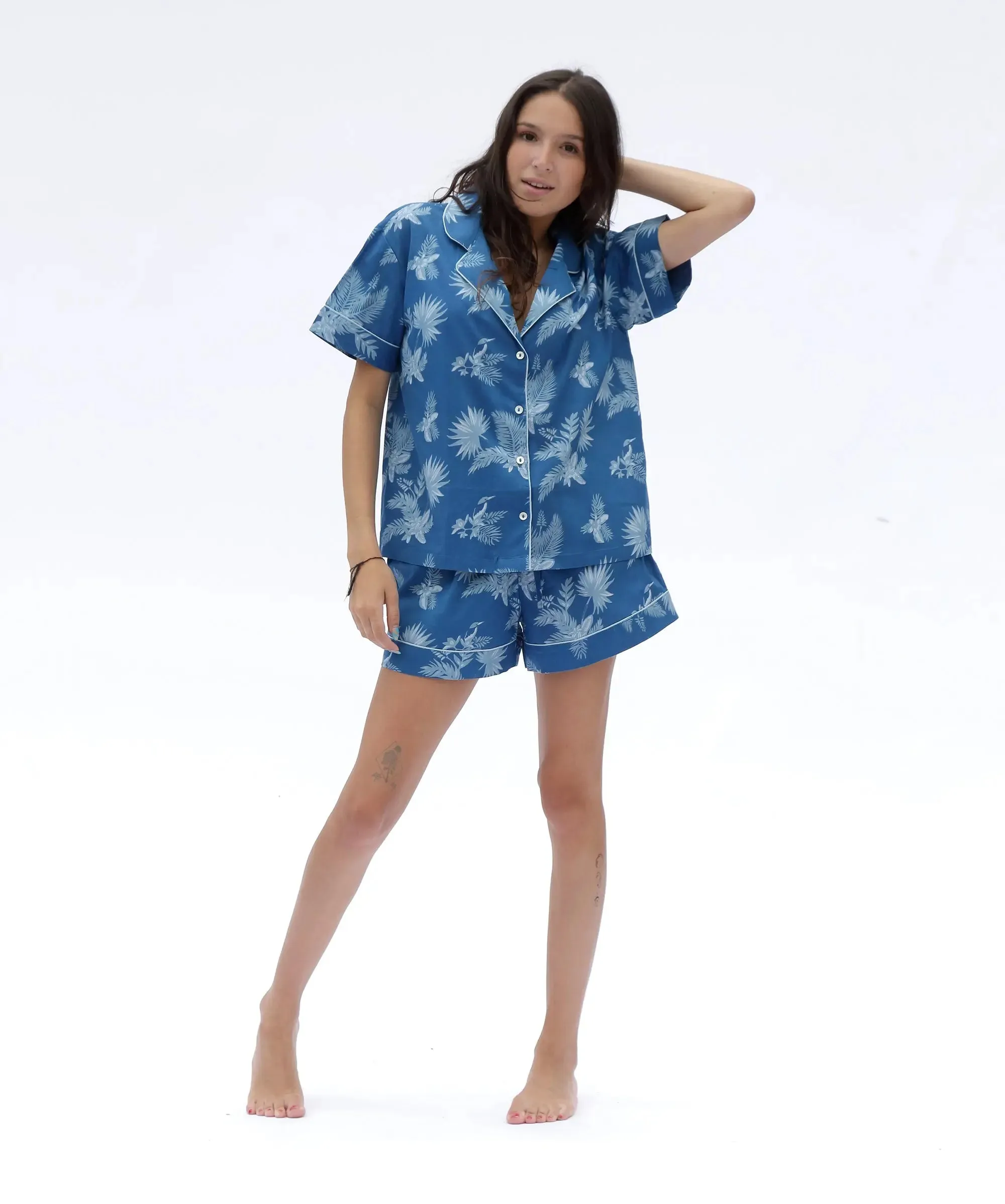 Blue Ipanema Print Short Sleeve Pyjamas