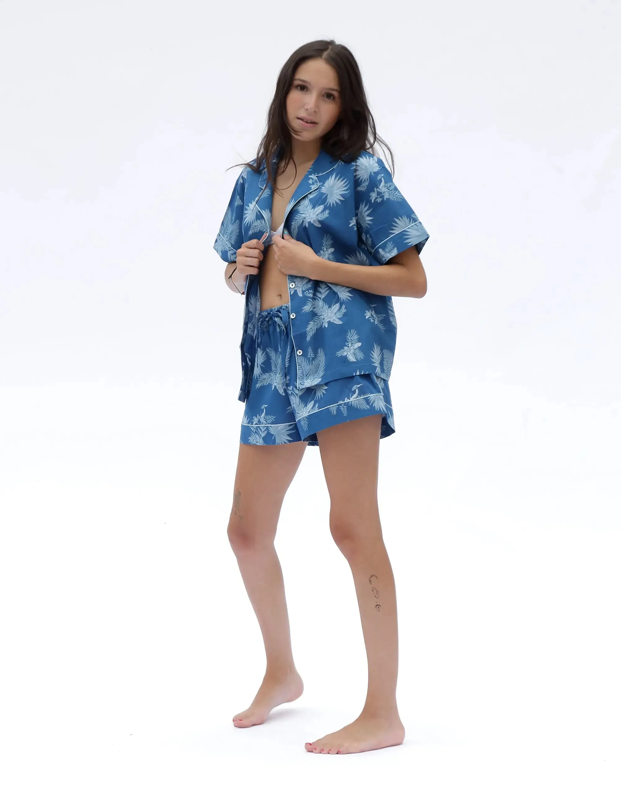 Blue Ipanema Print Short Sleeve Pyjamas