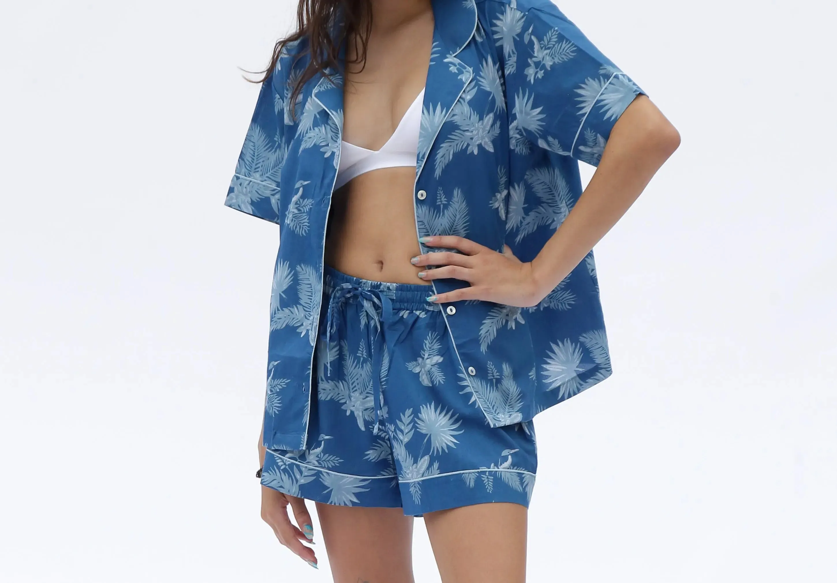 Blue Ipanema Print Short Sleeve Pyjamas