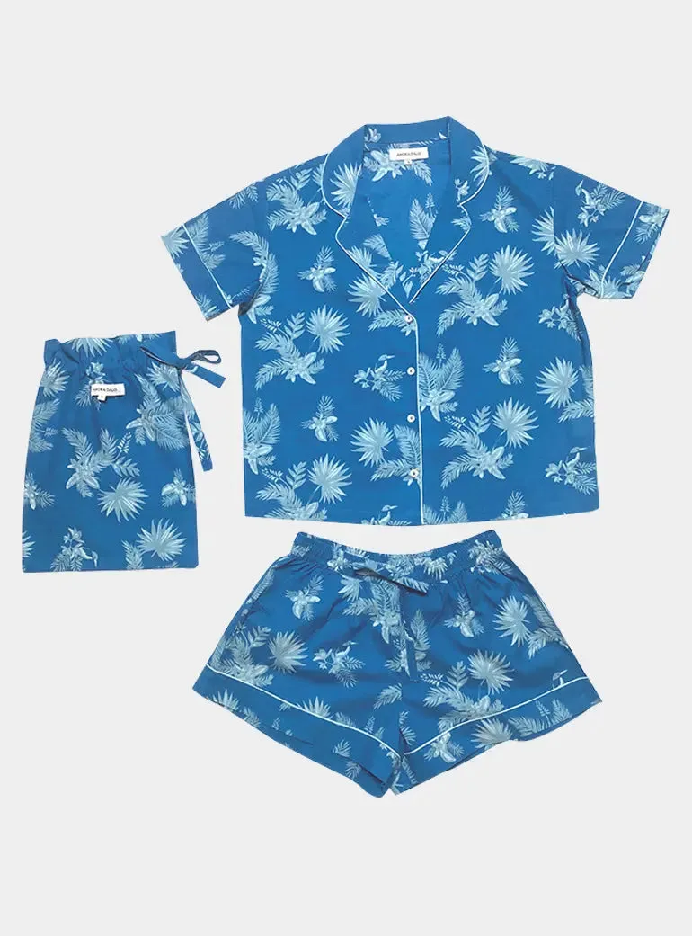 Blue Ipanema Print Short Sleeve Pyjamas