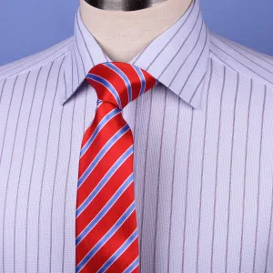 Blue Striped Dress Shirt Formal Business Designer Stripes Stylish Fashion Single Cuff