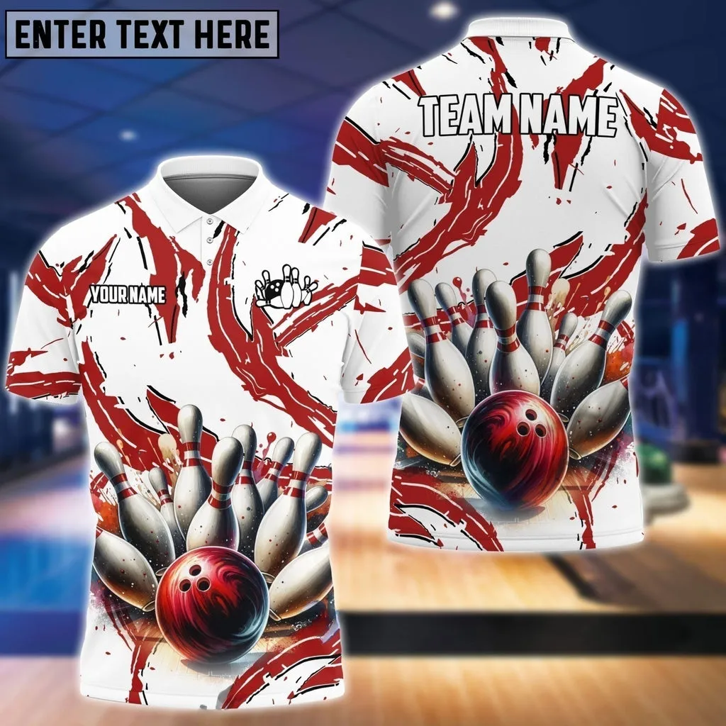 Bowling & Pins Sport Jersey Multicolor Option Customized Name, Team Name 3D Polo Shirt