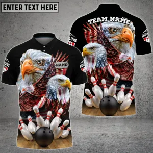 Bowling And Pins American Eagles Pride Customized Name And Team Name 3D Polo Shirt Coolspod