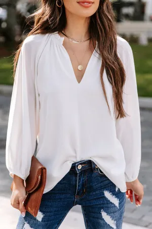 Casual Simplicity Solid V Neck Tops