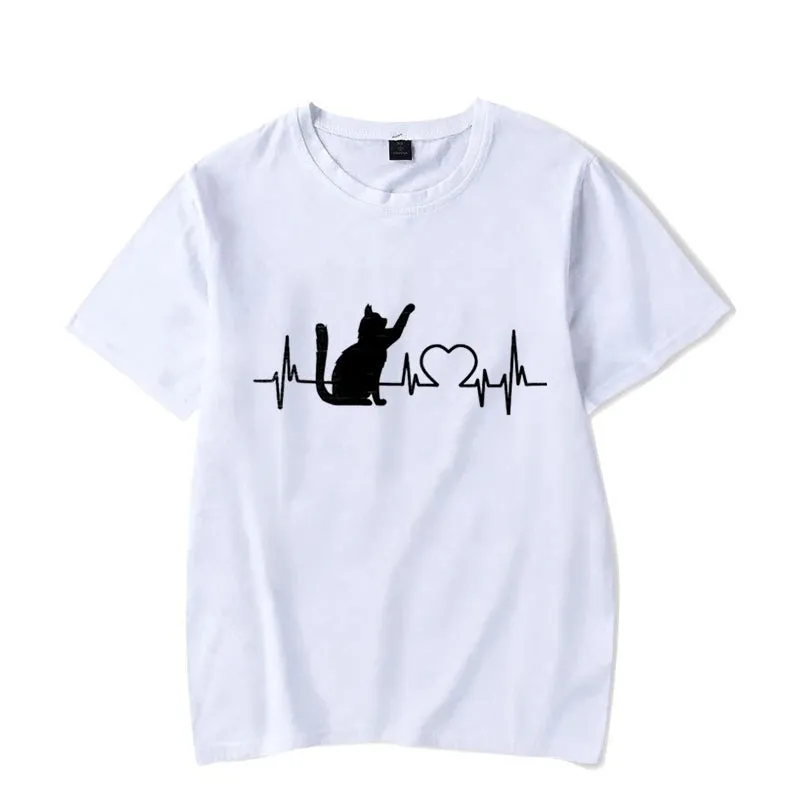 Cat Heartbeat Printed Shirt