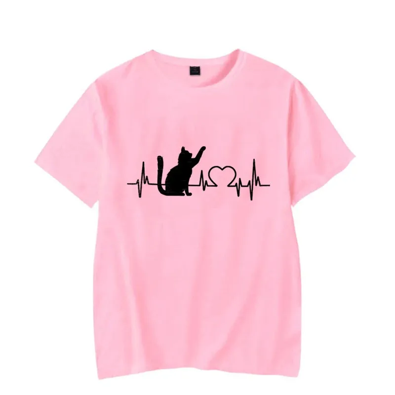 Cat Heartbeat Printed Shirt