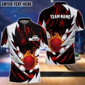 Coolspod Bowling And Pins Fire Thunderstorm Multicolor Option Customized Name 3D Polo Shirt