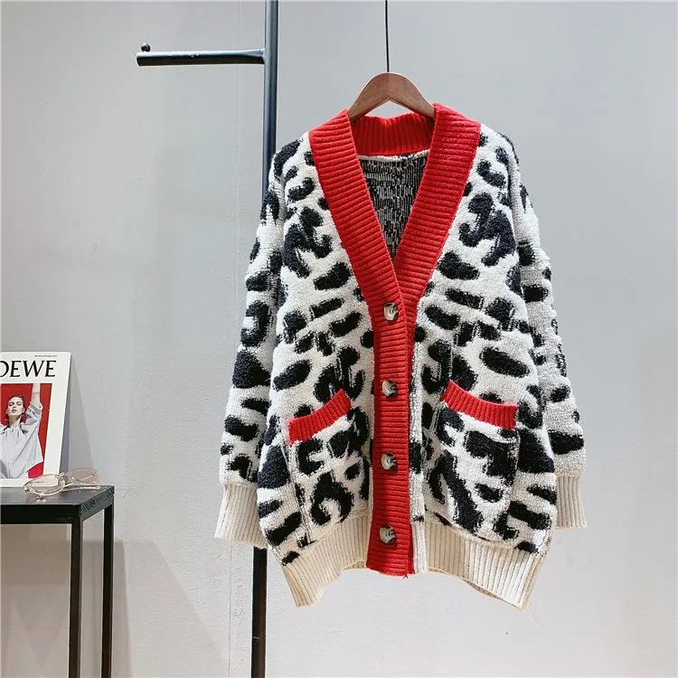 Cozy Leopard Women Warm Knitting Cardigans