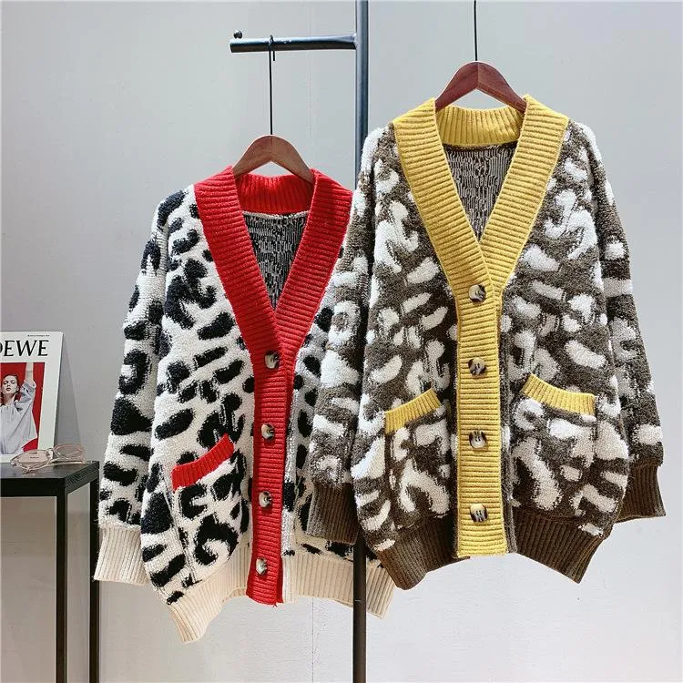 Cozy Leopard Women Warm Knitting Cardigans