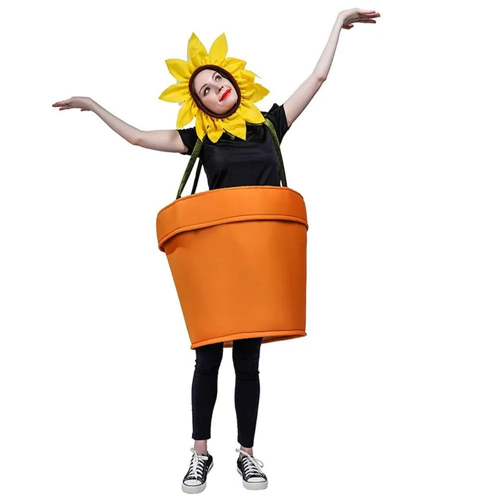 funny sun flower potted plant Festival Performance Stage Cosplay Costume for Adult