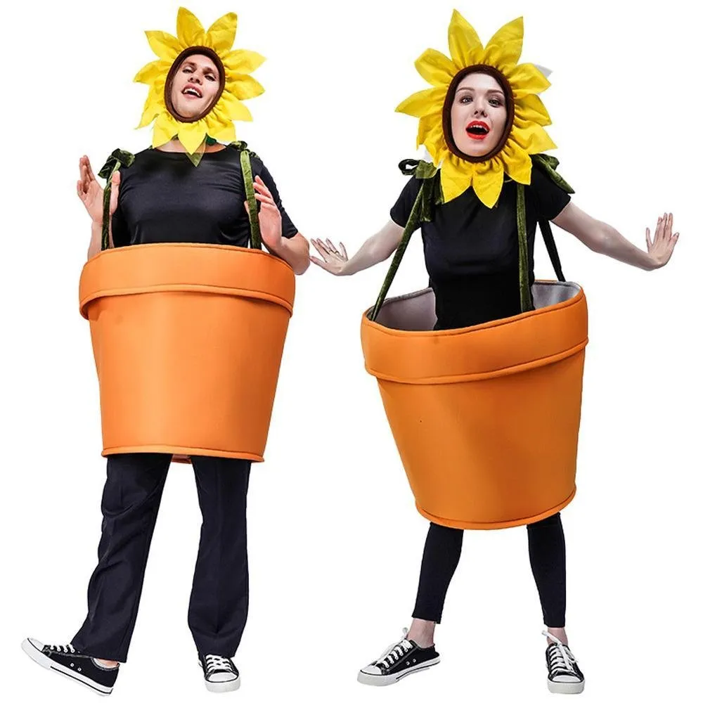 funny sun flower potted plant Festival Performance Stage Cosplay Costume for Adult