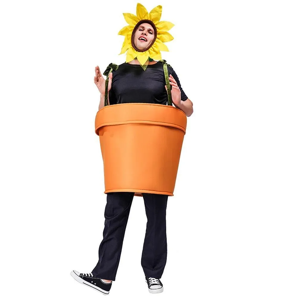 funny sun flower potted plant Festival Performance Stage Cosplay Costume for Adult