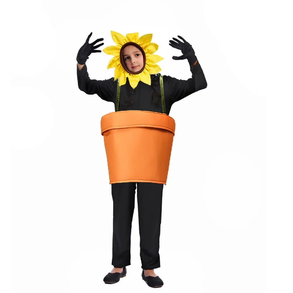 funny sun flower potted plant Festival Performance Stage Cosplay Costume for Adult