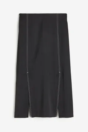 H&M Satin With A Slit Skirt, black