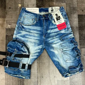 Industrial indigo- tactical denim shorts