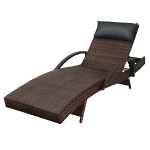 Livsip Outdoor Sun Lounger Wicker Lounge Day Bed Sofa Patios Setting Furniture