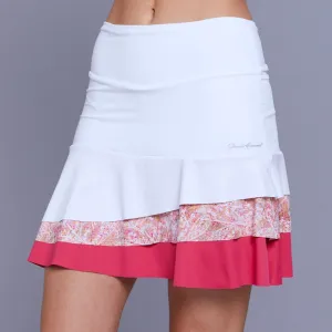 Lush Weave Asymetric 16.5" Skort (white/print)