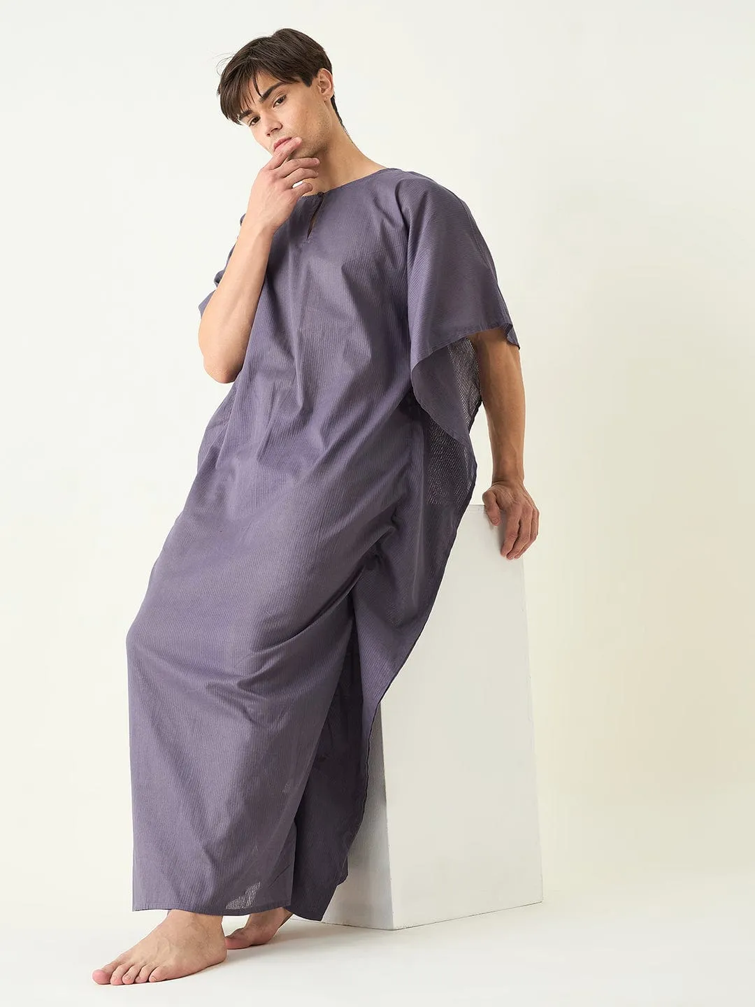 Mens Purple Loungewear Kaftan Gown