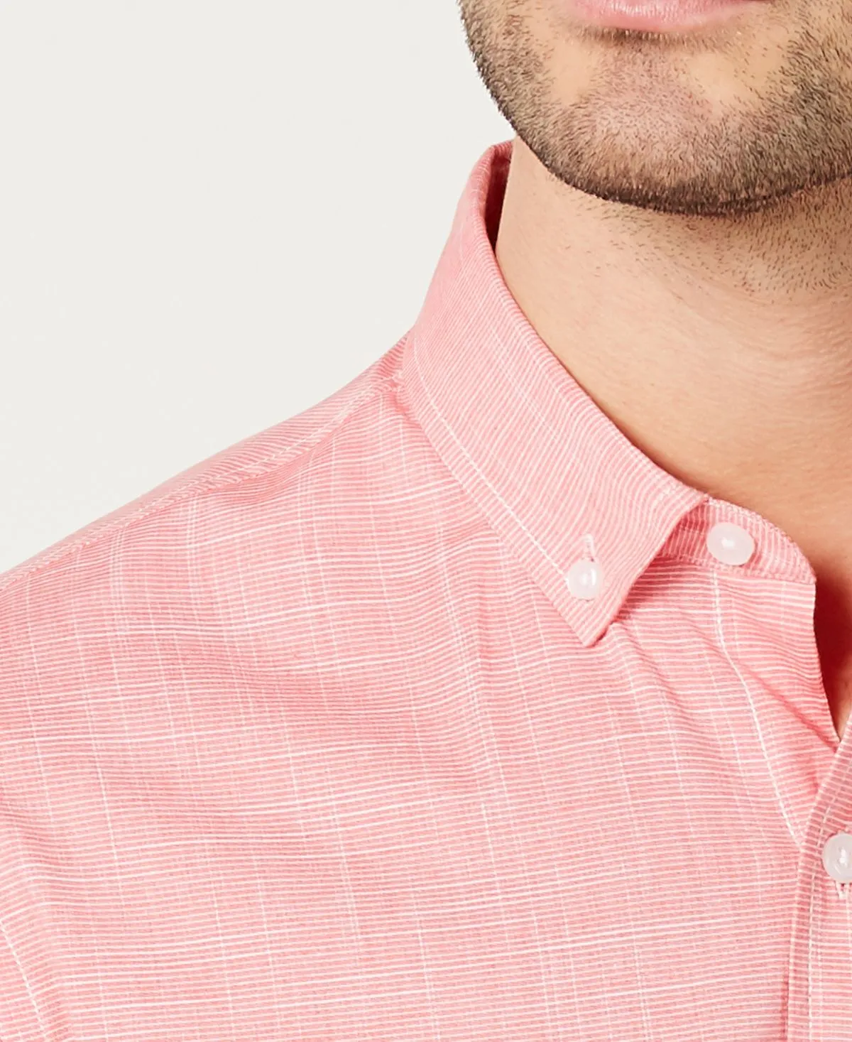 Men's Stretch Cotton Plaid Shirt Created for Macy's Club Room, Coral