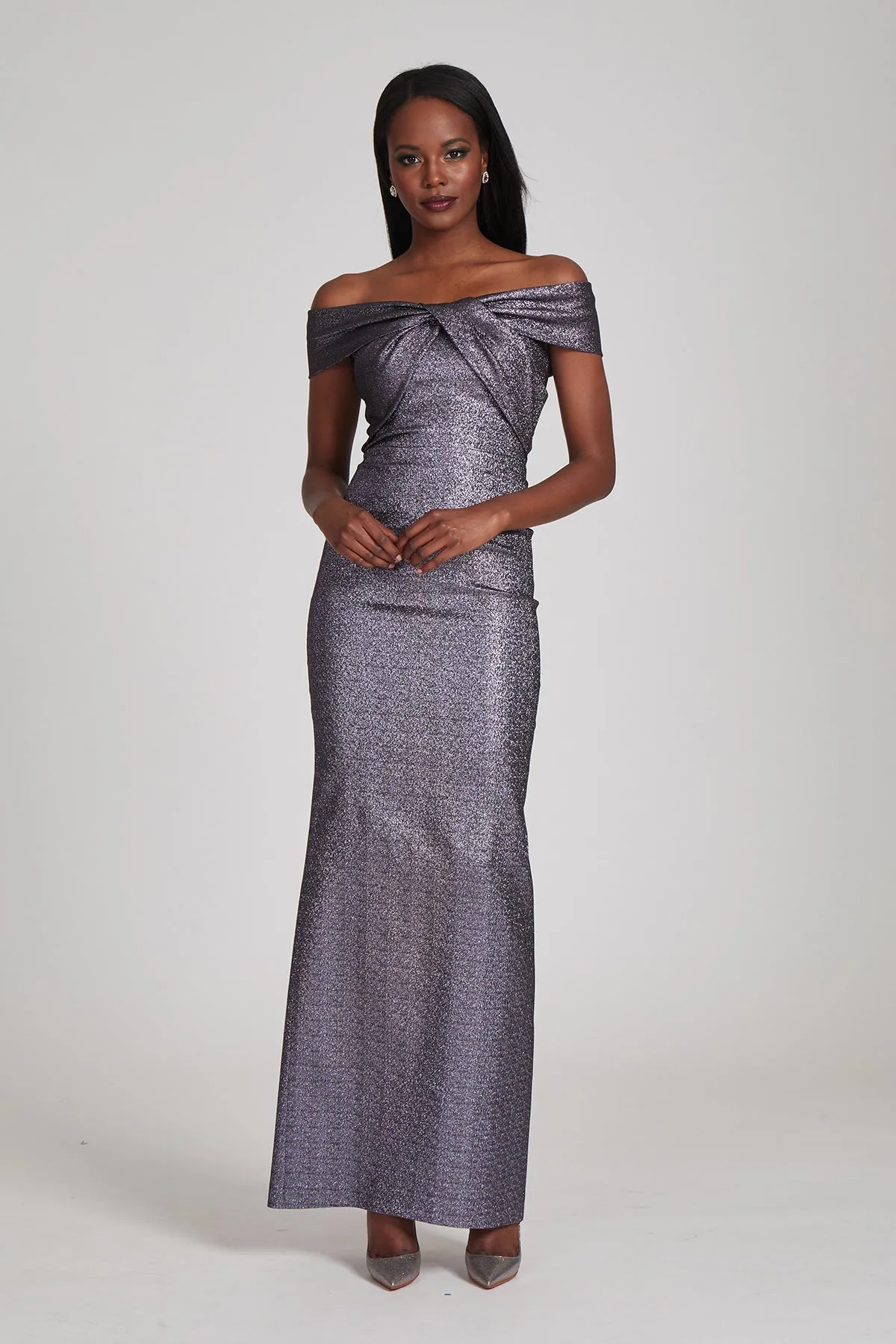 Metallic Twist Front Gown