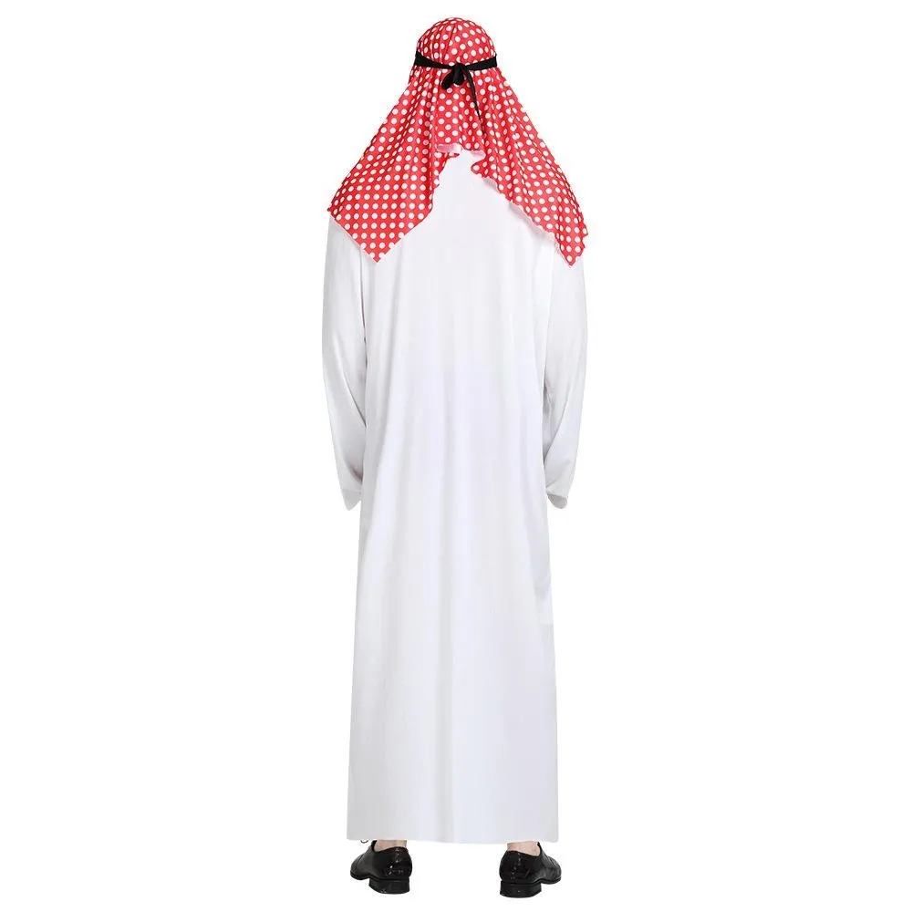 Middle East Dubai Prince adult male White Arab Red turban performance stage costume Cosplay