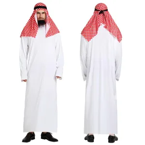 Middle East Dubai Prince adult male White Arab Red turban performance stage costume Cosplay