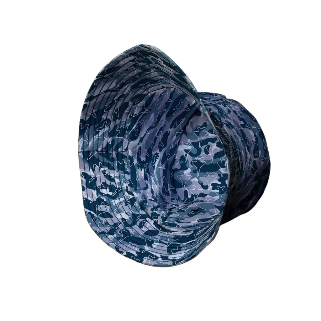 Military Fighter Jet Navy Camo Blue Bucket Hat