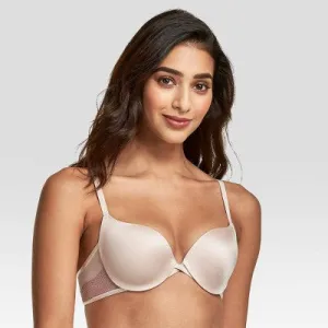 New - Maidenform Women's Love the Lift Push-Up & In Satin Demi Bra DM9900 - Sandshell 32A