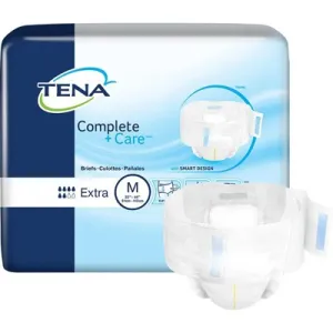 New - TENA Complete  Care Incontinence Briefs, Moderate Absorbency, Unisex, Medium, 72 count