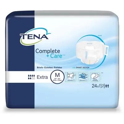 New - TENA Complete  Care Incontinence Briefs, Moderate Absorbency, Unisex, Medium, 72 count