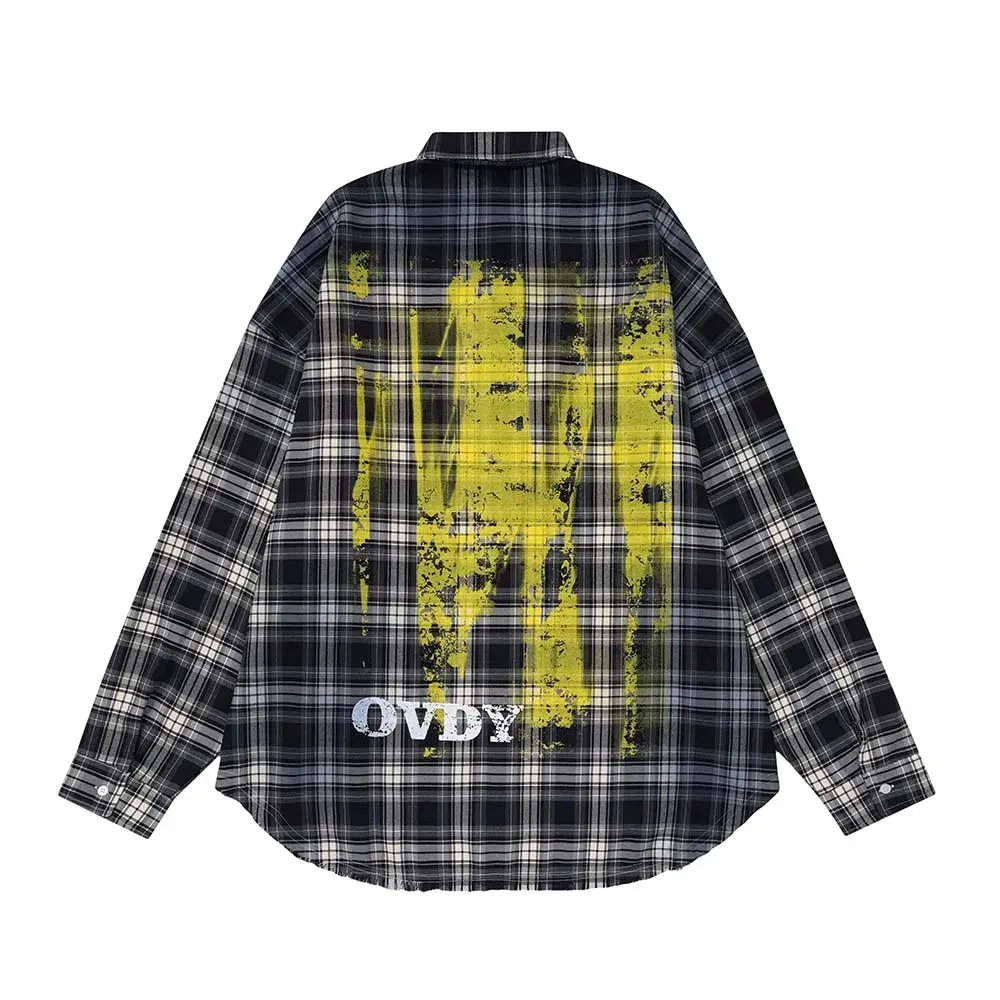 Paint Splatter Plaid Shirts - Hip Hop Style