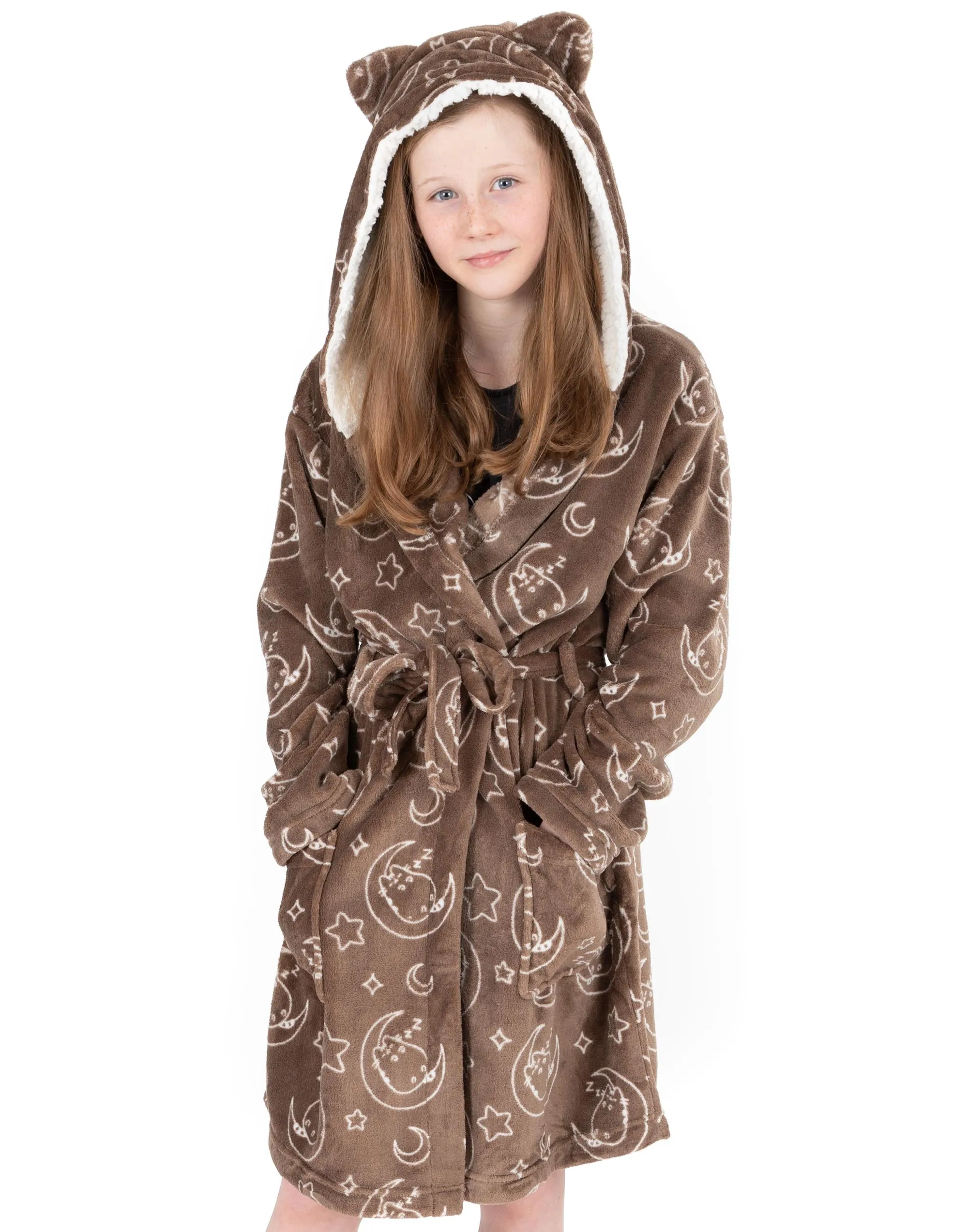 Pusheen The Cat Girls Bathrobe - Brown All Over Print