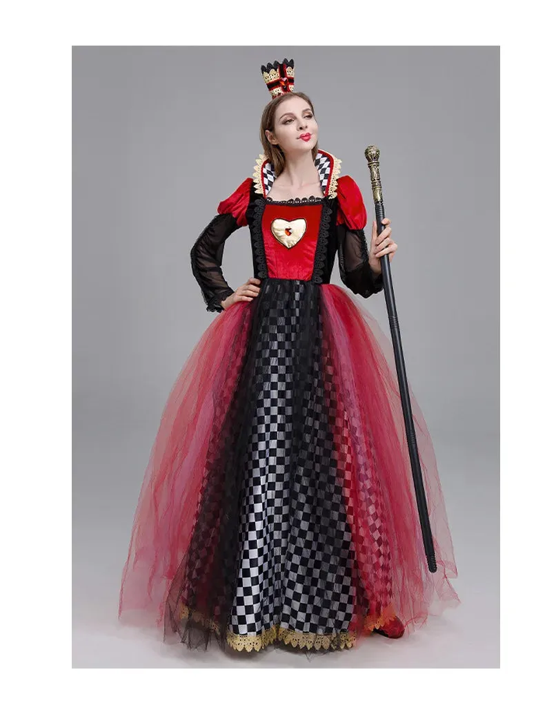 Queen Red Performance Hearts Alice Queen of Halloween in Wonderland Outfit