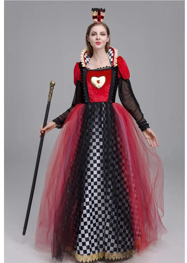 Queen Red Performance Hearts Alice Queen of Halloween in Wonderland Outfit