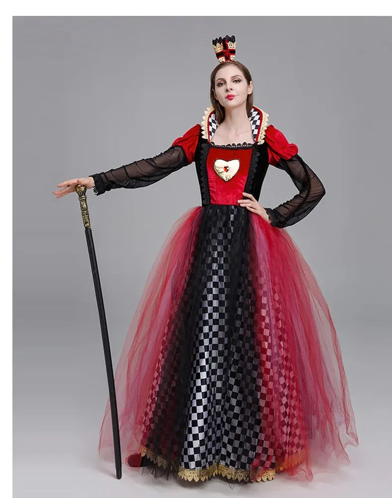 Queen Red Performance Hearts Alice Queen of Halloween in Wonderland Outfit