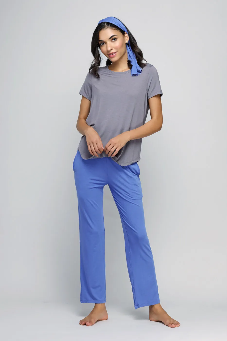 Relaxed Blue Straight Lounge Pant