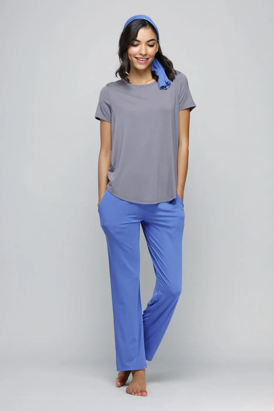 Relaxed Blue Straight Lounge Pant