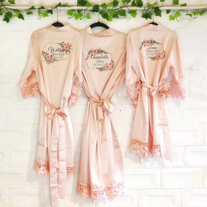 Rose Geometric Wedding Dressing Robe